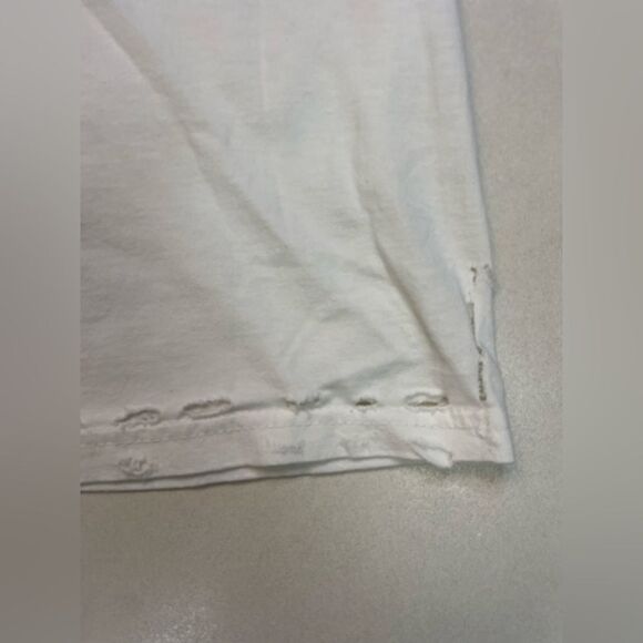 MOOJIMOOJI Distressed T-shirt Women Small Oversized White Short Sleeve - Picture 6 of 8